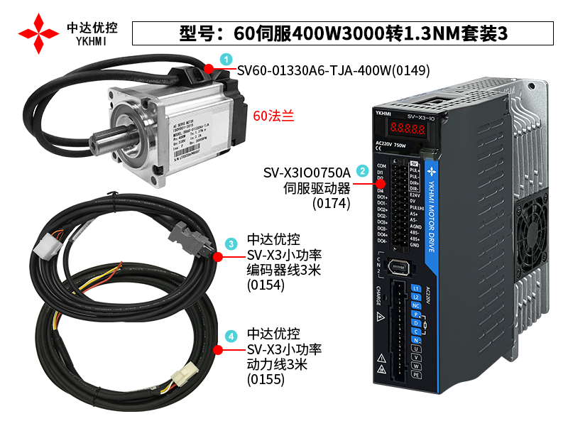 60伺服400W3000轉(zhuǎn)1.3NM套裝3(0174)