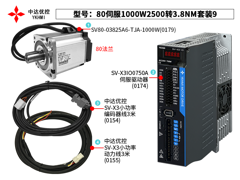 80伺服1000W2500轉(zhuǎn)3.8NM套裝9(0174)